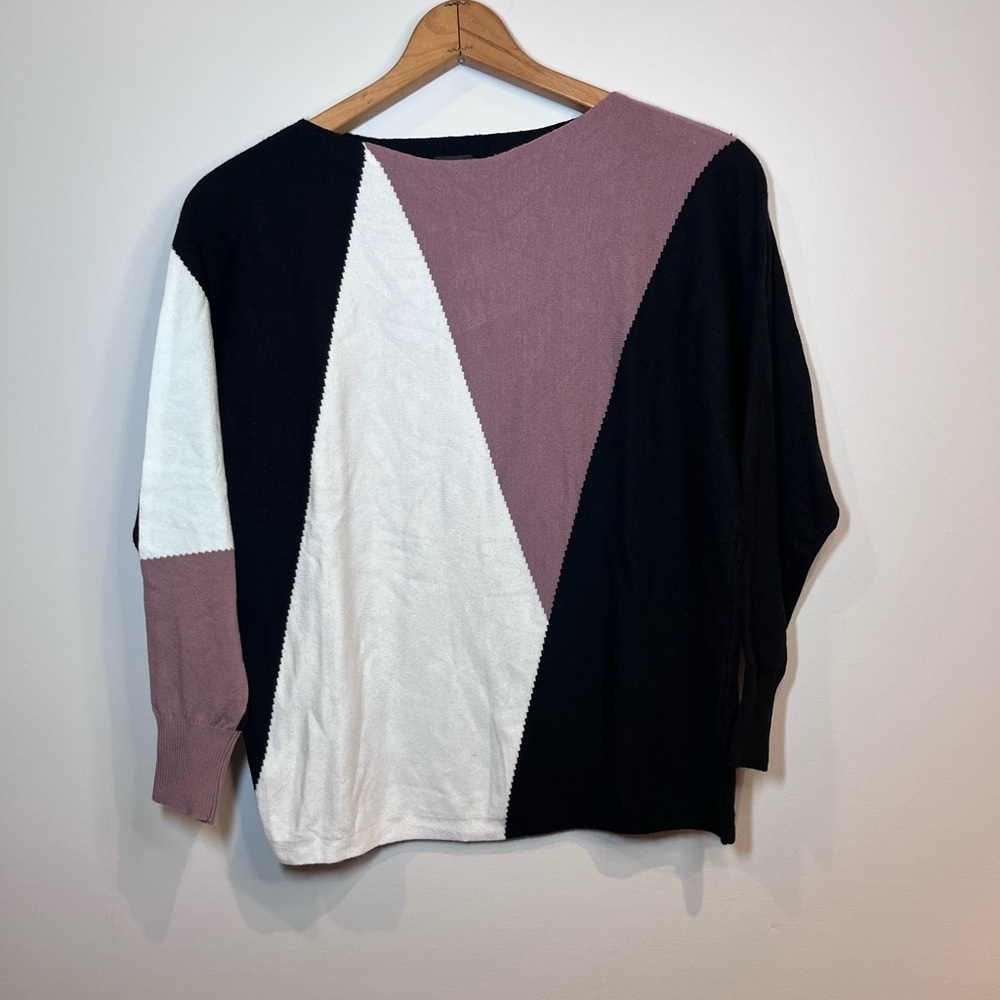 Aaeda women’s color block, knit, long sleeve sweater, casual top size medium